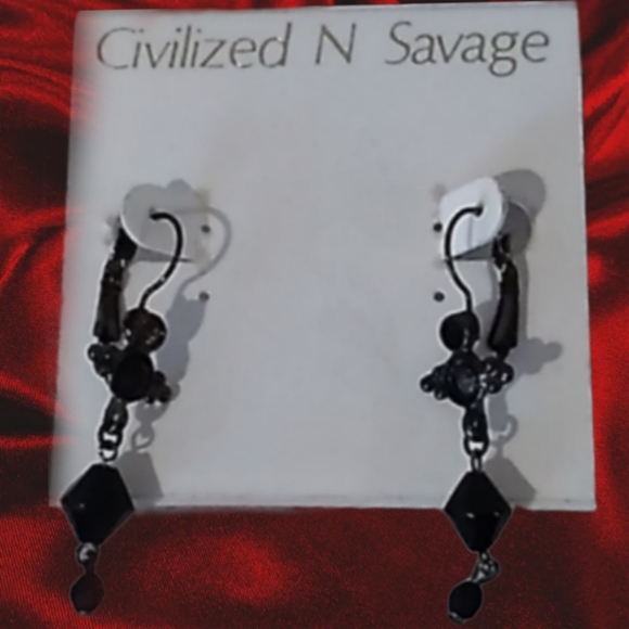 VINTAGE Dangle Earrings Civilized N Savage Pierced Earrings NEW OLD STOCK - Picture 4 of 13